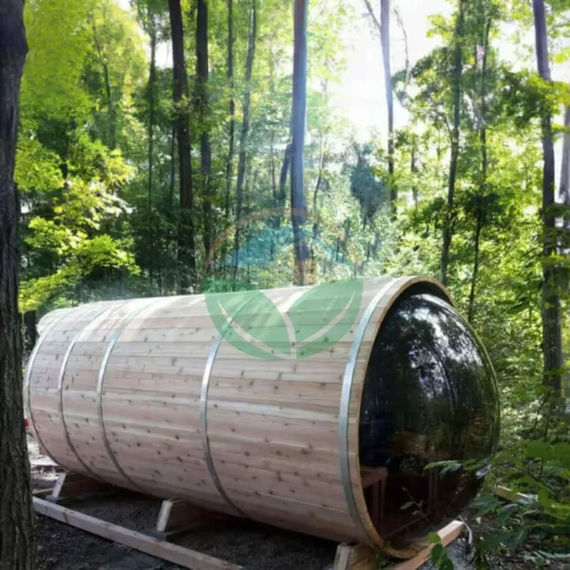 Panoramic Sauna Outdoor Barrel Sauna Room With Stove Heater