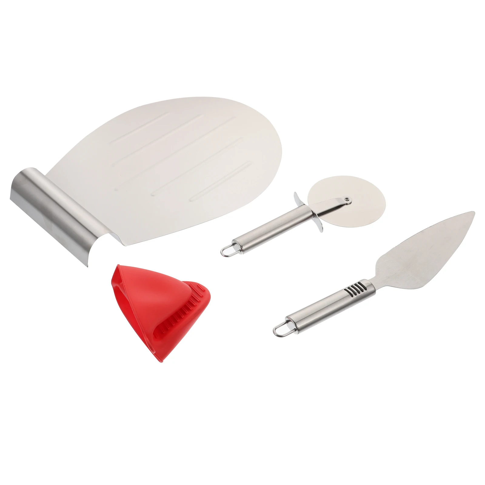 

4Pcs Stainless Steel Pizza Peel Set Baking Spatula Ergonomic H Cake Transfer Shovel Bread Tool Kitchen Accessory