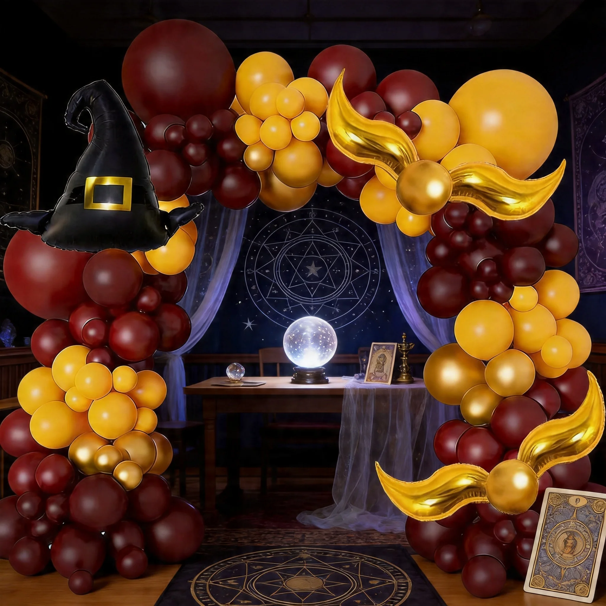105-teiliges Ballongirlanden-Set im Magic Academy-Stil, Kaffee-Gold Zaubererhut-Ballonkette, Geburtstagsparty-Dekorationsballons – Detail 9