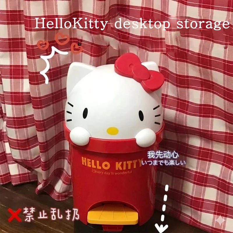 HelloKitty Cartoon Peripheral Desktop Storage Trash Can, High-Quality Trash Can, Household Items Room Placement, Waste Storage view 3