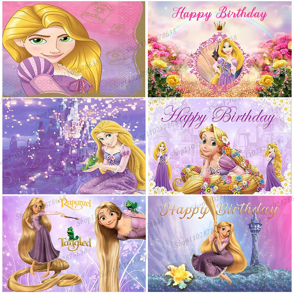 Tangled Rapunzel Birthday Background Princess Girls Party Backdrop Decorations Photography Baby Shower Fairytale Castle Banner