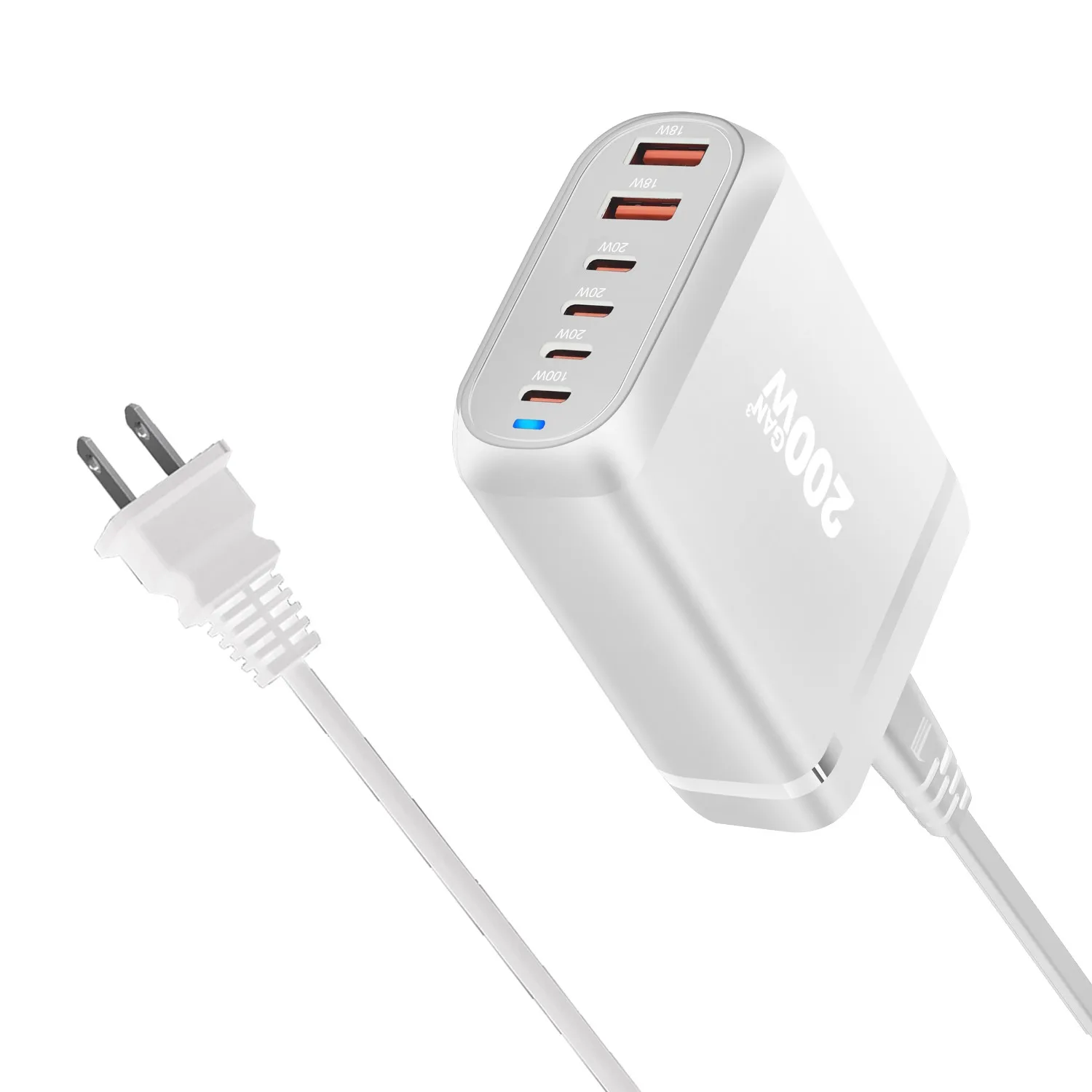 New 200W GaN Desktop Charger 6-port USB Type C PD Charger Fast Charge 3.0 Fast Charger Mobile USB Charger