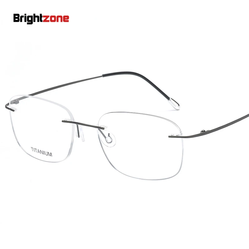 Brightzone Rimless Eye Glasses Frame Men Titanium Myopia Prescription Eyeglasses Women Optical Eyewear Points Occhiali Da Vista