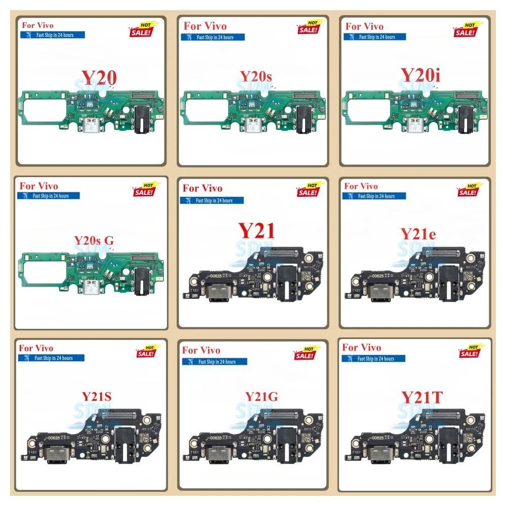 USB Charging Port Dock Plug Connector Charger Board With Mic Flex Cable For Vivo Y20 Y20i Y20s G Y21 Y21A Y21e Y21G Y21s Y21T