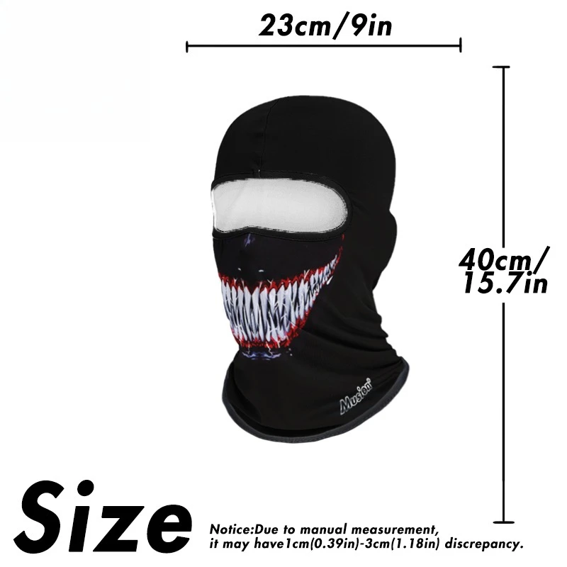 Balaclava Helmet Liner Full Face Mask Set Skull Print Moto Topeng Muka Cycling and Riding Motorcycle