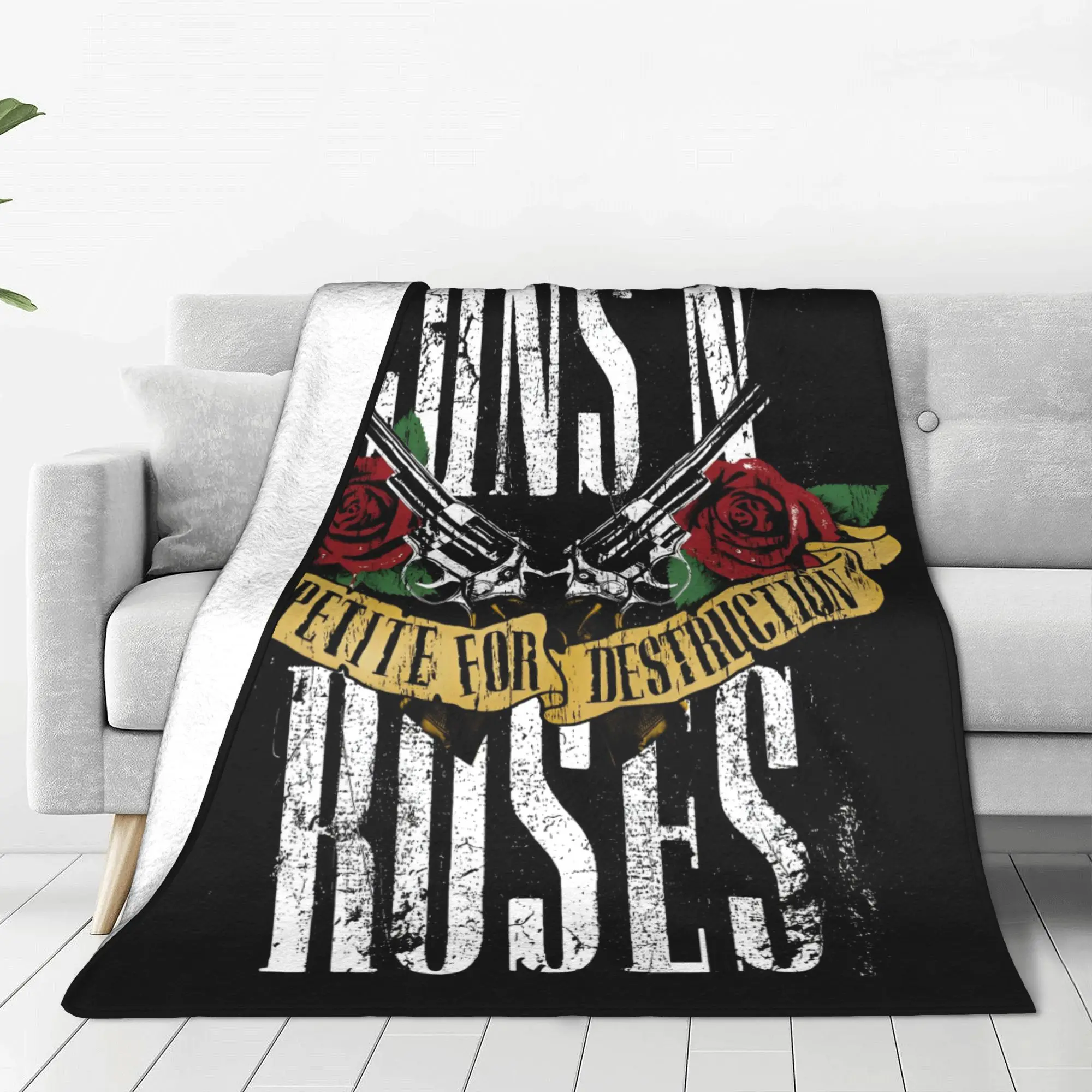 Guns N Roses Flannel Blankets 80s Rock Punk Awesome Throw Blankets for Bed Sofa Couch 150*125cm Plush Thin Quilt