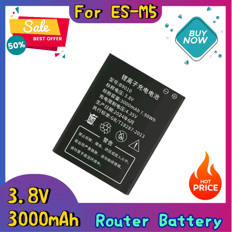 

100% New High Quality 3.8V 3000mAh Replacement Router Battery for ES-M5 Model B9010 N710 4G LTE MIFI Router