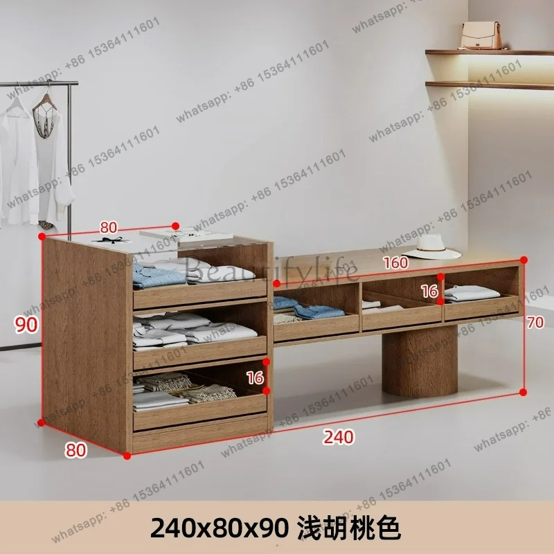 solid wood clothing store Nakashimadai special-shaped flowing water display cabinet