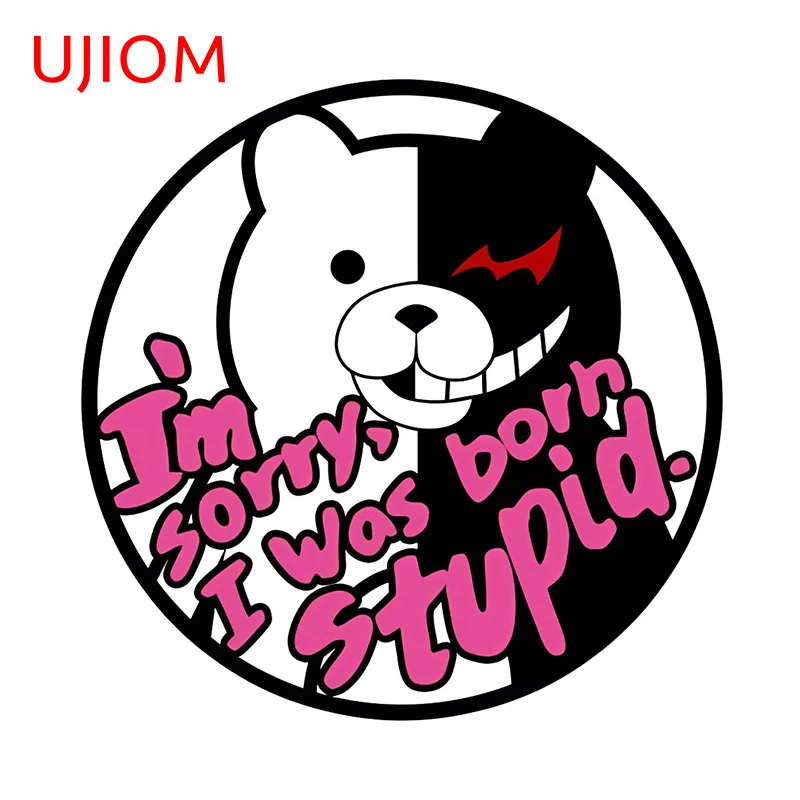 UJIOM 13cm × 13cm Edgy Monokuma Theme Wall Stickers Special Cool Black And White Bear Graphics Decals Scratch Proof Home Decor