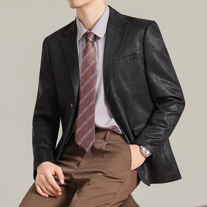 

Блейзер Masculino, модный жаккардовый пиджак высокого качества, куртка для мужчин, деловая официальная одежда, облегающий повседневный костюм с двумя пуговицами, пальто