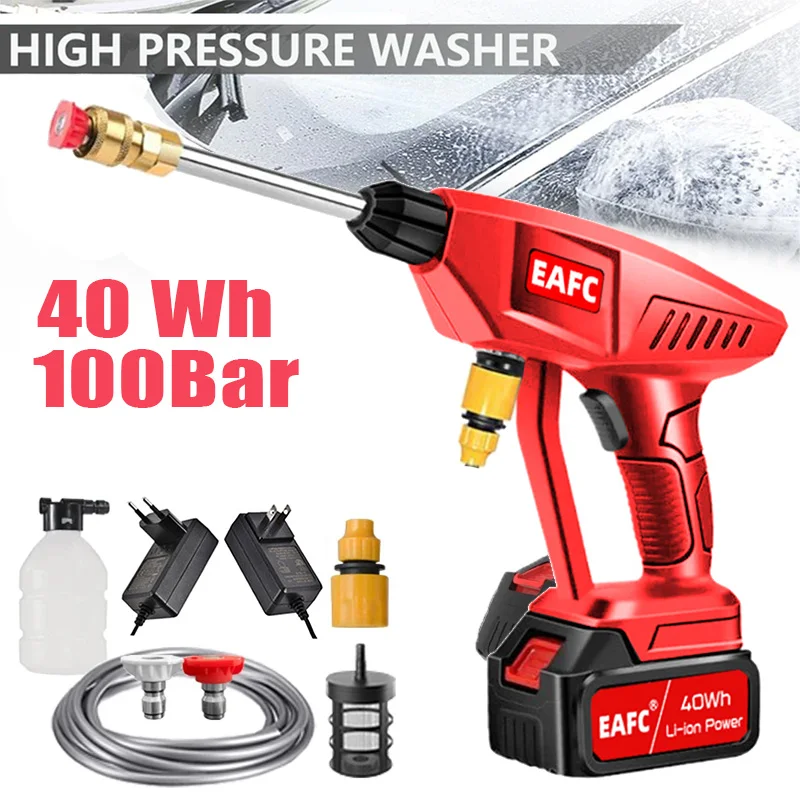 100Bar Portable High Pressure Car Water Gun Rechargeable 600W Car Washing Wash Spray Cleaning Machine