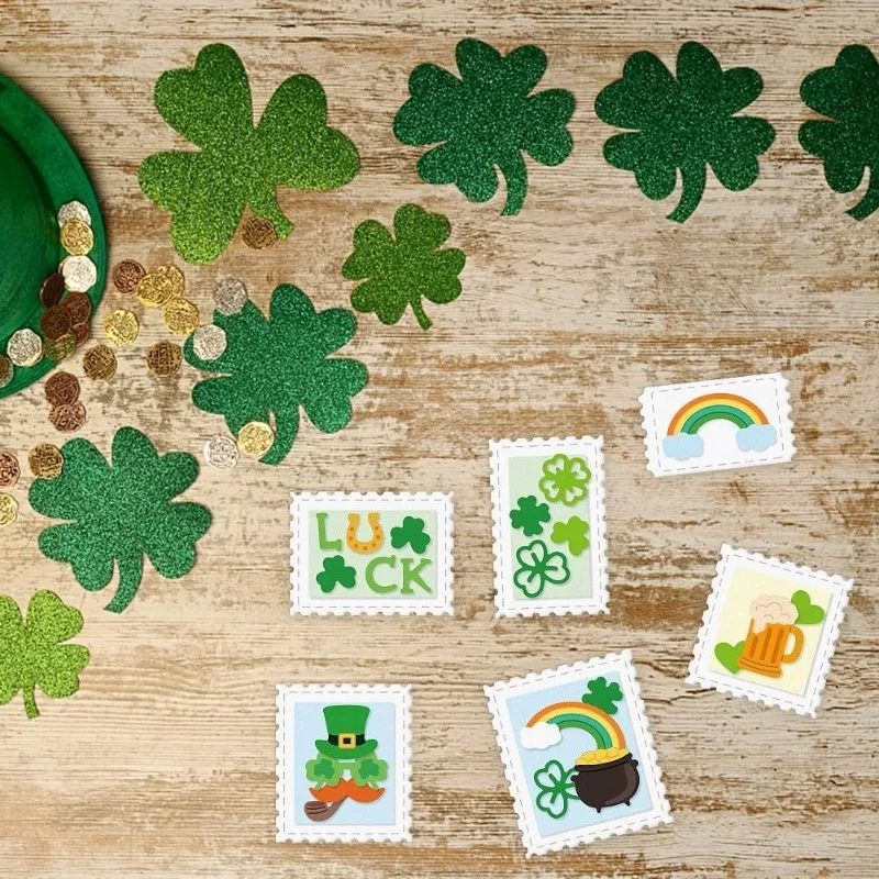 2pcs Saint Patrick\'s Day Postage Frame Cutting Dies for Card Making Metal Stamp Frame Die Cuts Cutting Dies Templates