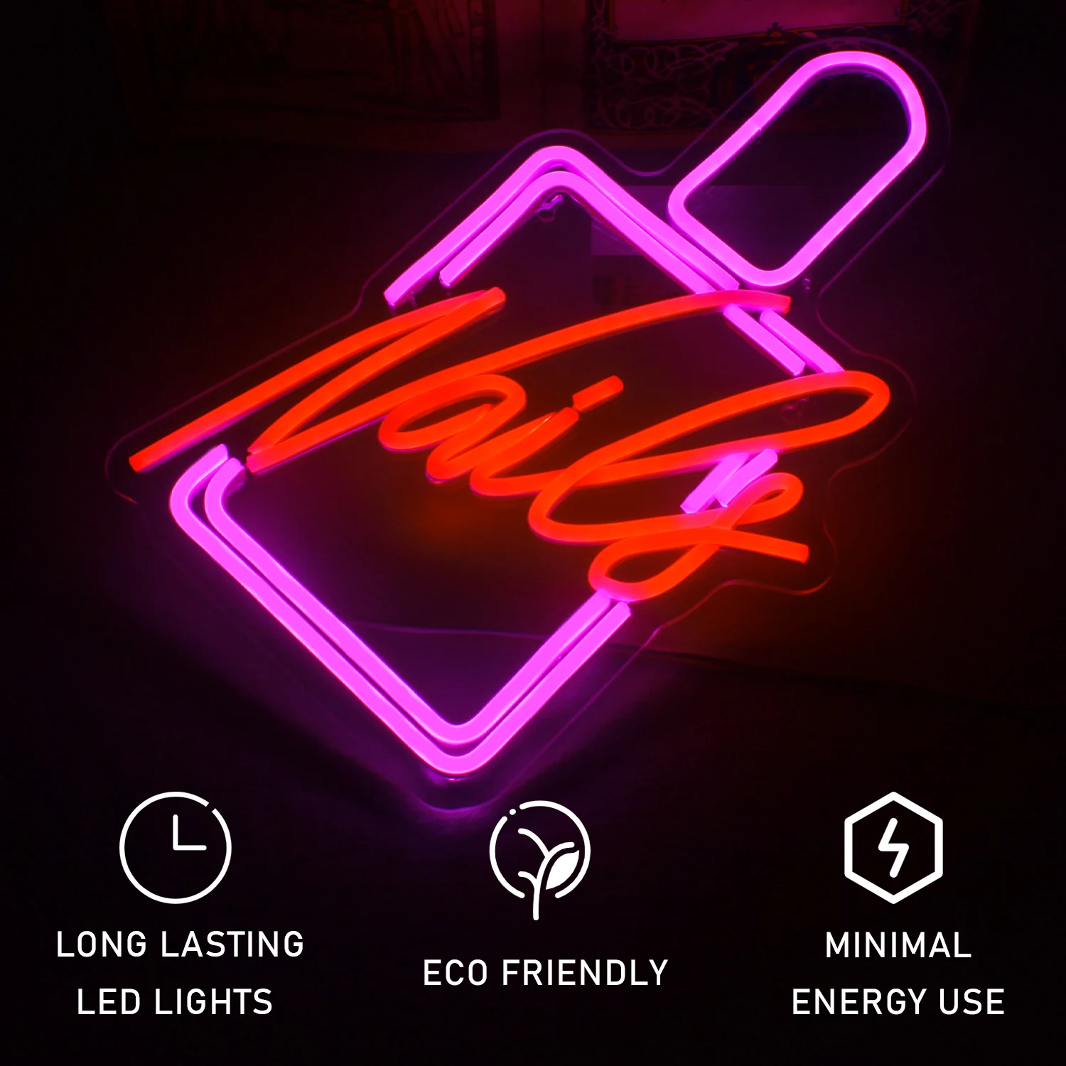 Imagem -03 - Unhas Led Neon Light Signs Esmalte Light up For Wall Decor Quarto Sala de Beleza Menina Salão de Manicure