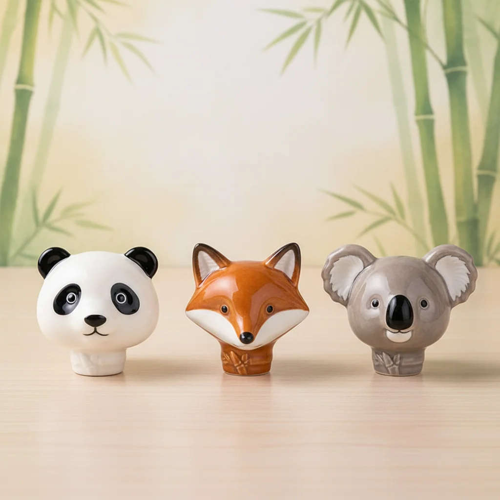 Ceramic Cabinet Knob Single Hole Design Panda Koala Shapes for Furniture Decoration