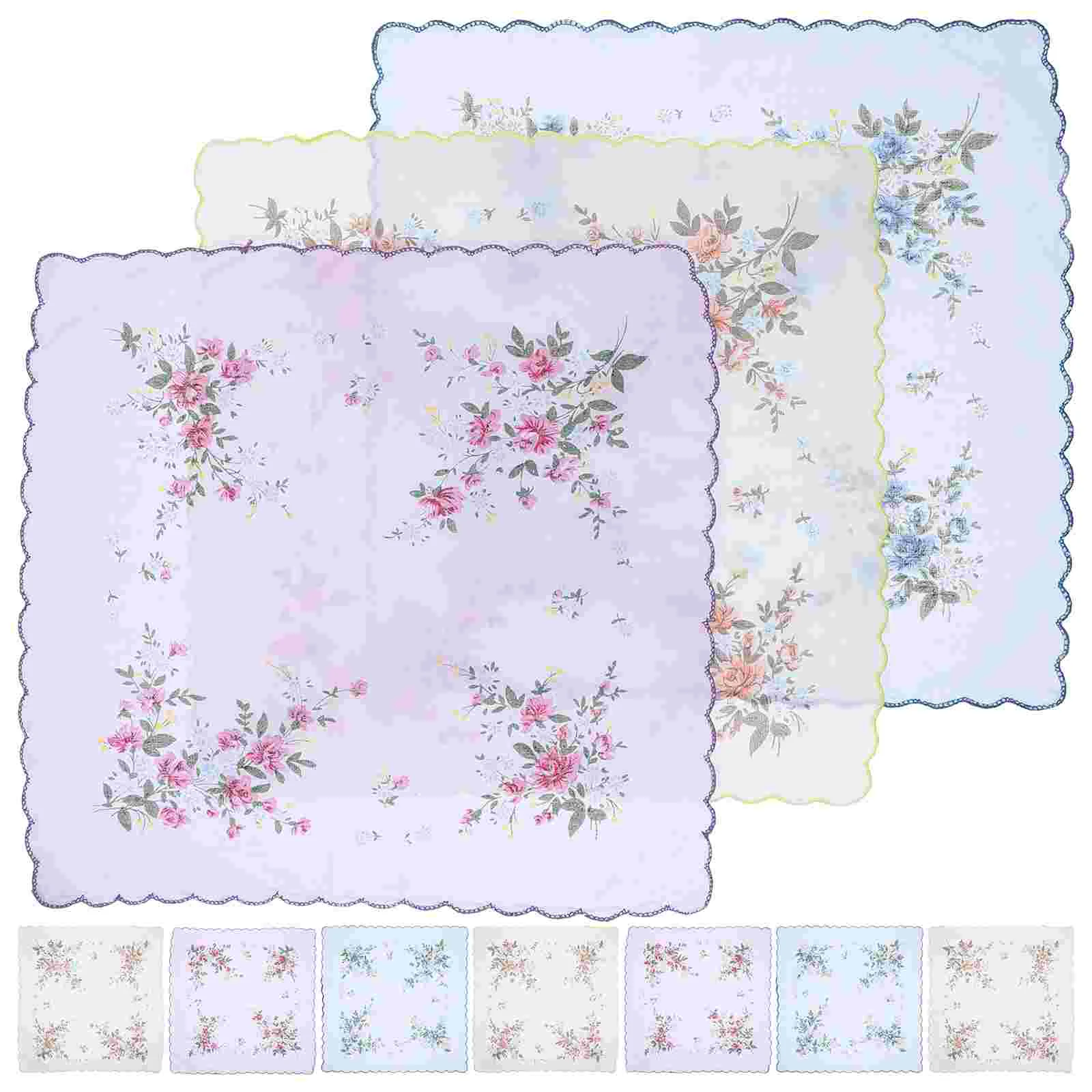 12 Pcs Handkerchief Women Decor Cotton Handkerchiefs Small Floral Wedding for Ladies