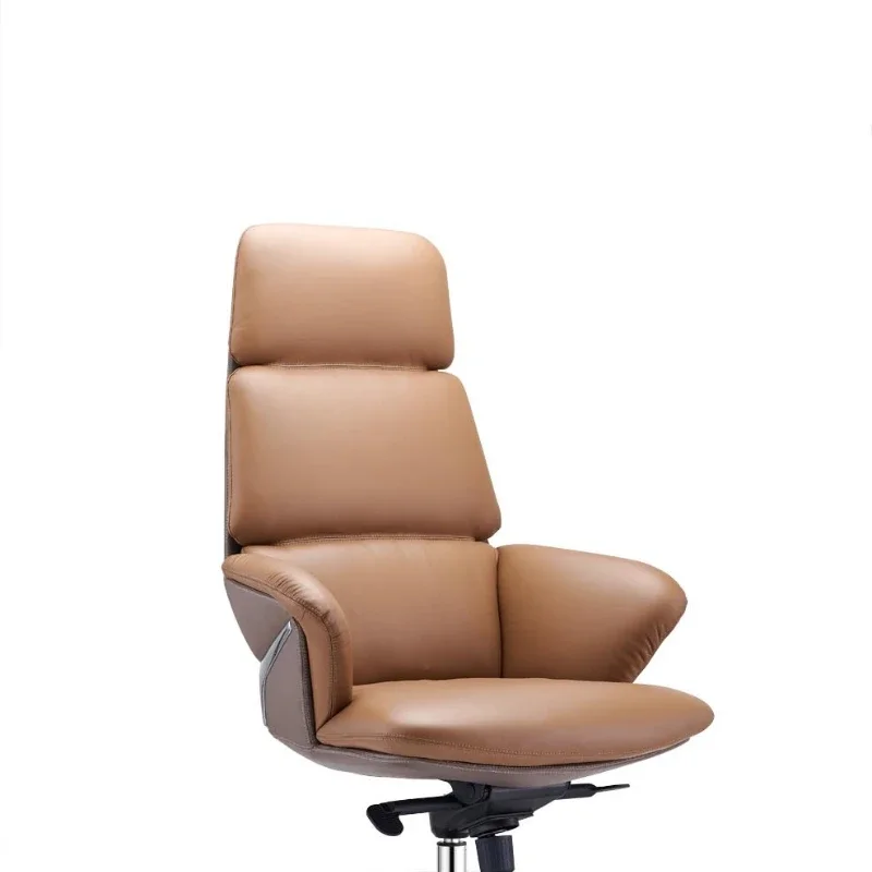 

Light luxury modern cowhide high back class chair, artificial, engineering middle class chair