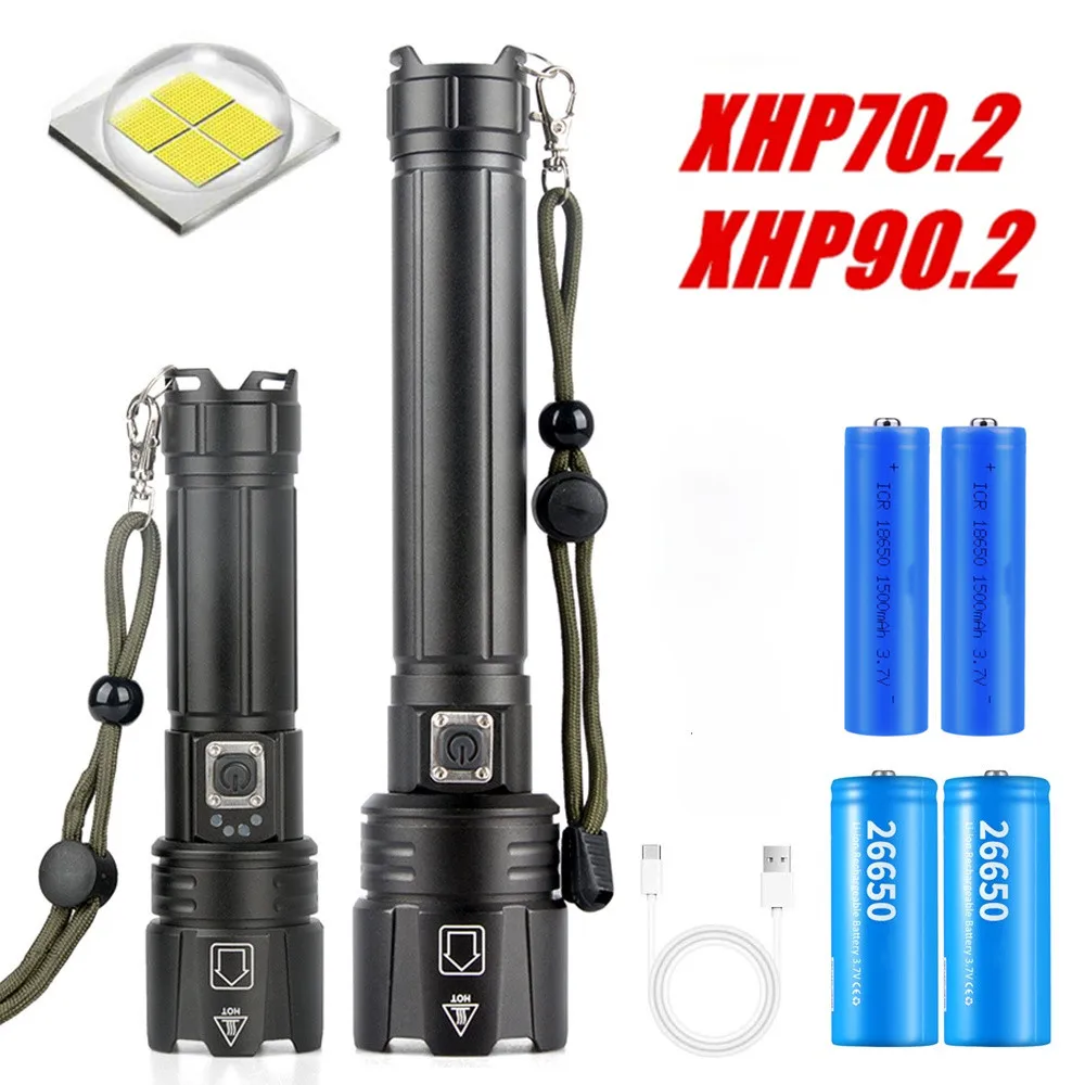 Super XHP90.2 Powerful Led Flashlight 26650 Rechargeable Tactical Flashlight Usb Flash Light Torch Cree Xhp70.2 Led Lantern