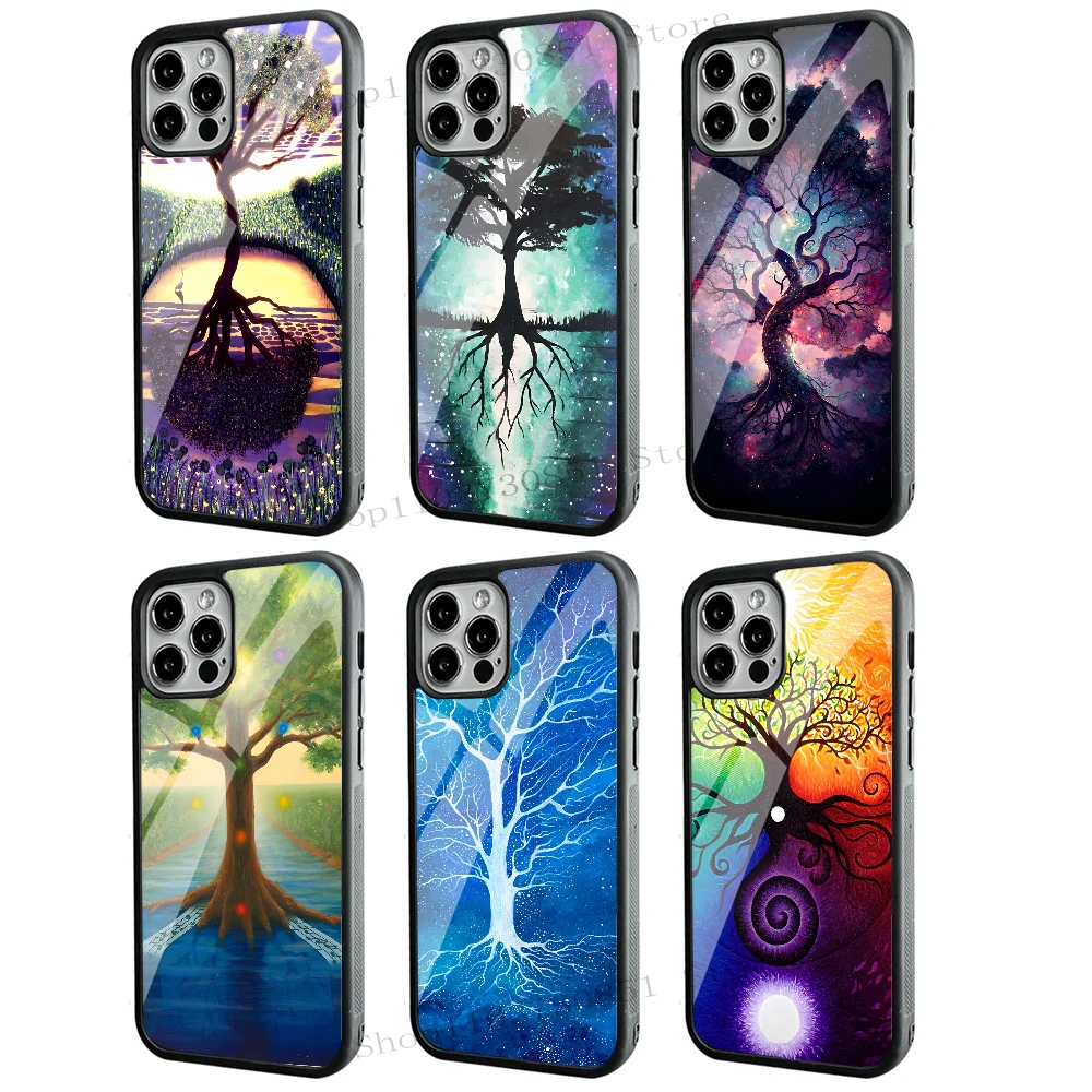 Tree Of Life Space Galaxy Stars Phone Case Strong Magnetic For IPhone 15 14 13 Pro Max 11 12 Mini Alex Mirror For Magsafe