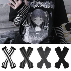 Guantes de manga larga sin dedos para hombre y mujer, manoplas góticas de Anime Lolita Y2K, calentadores de brazo, moda EMO, protección solar