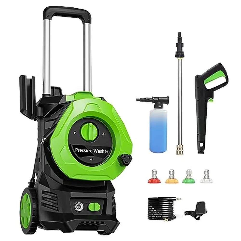 

Electric Power Washer 4000PSI Max 2.7 GPM High Pressure with 4 Nozzles 25FT Hose Soap Tank Total Stop System Portable