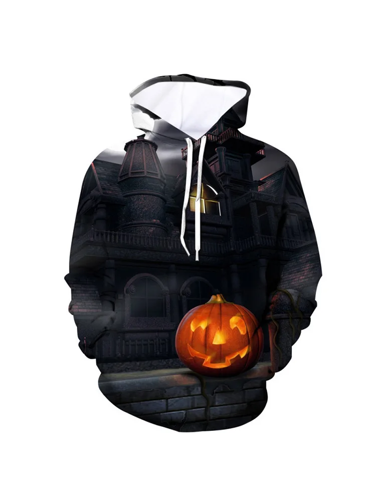 Halloween Chic Innovative Pattern 3D Digital Printing Men's Fashion Crew Neck Hoodie Trend Sweatshirt Street Casual Pullover