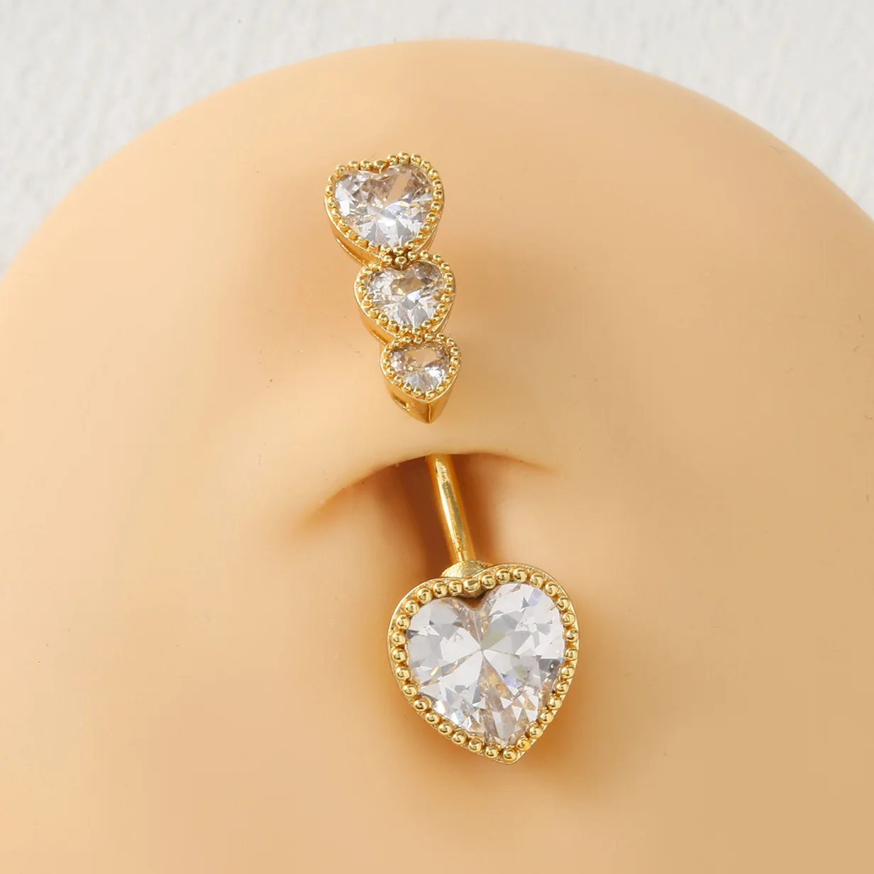 Anillo de Ombligo con Forma de Corazón para Mujer, Anillo de Ombligo con Micro Pavé Brillante, Estilo Chica Sexy, Joyería para Piercing Corporal