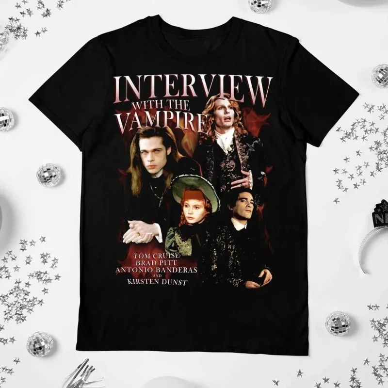 Interview With The Vampire Anne Rice Gothic Post Punk Shirt Brad Pitt and Kirsten Dunst T Shirt