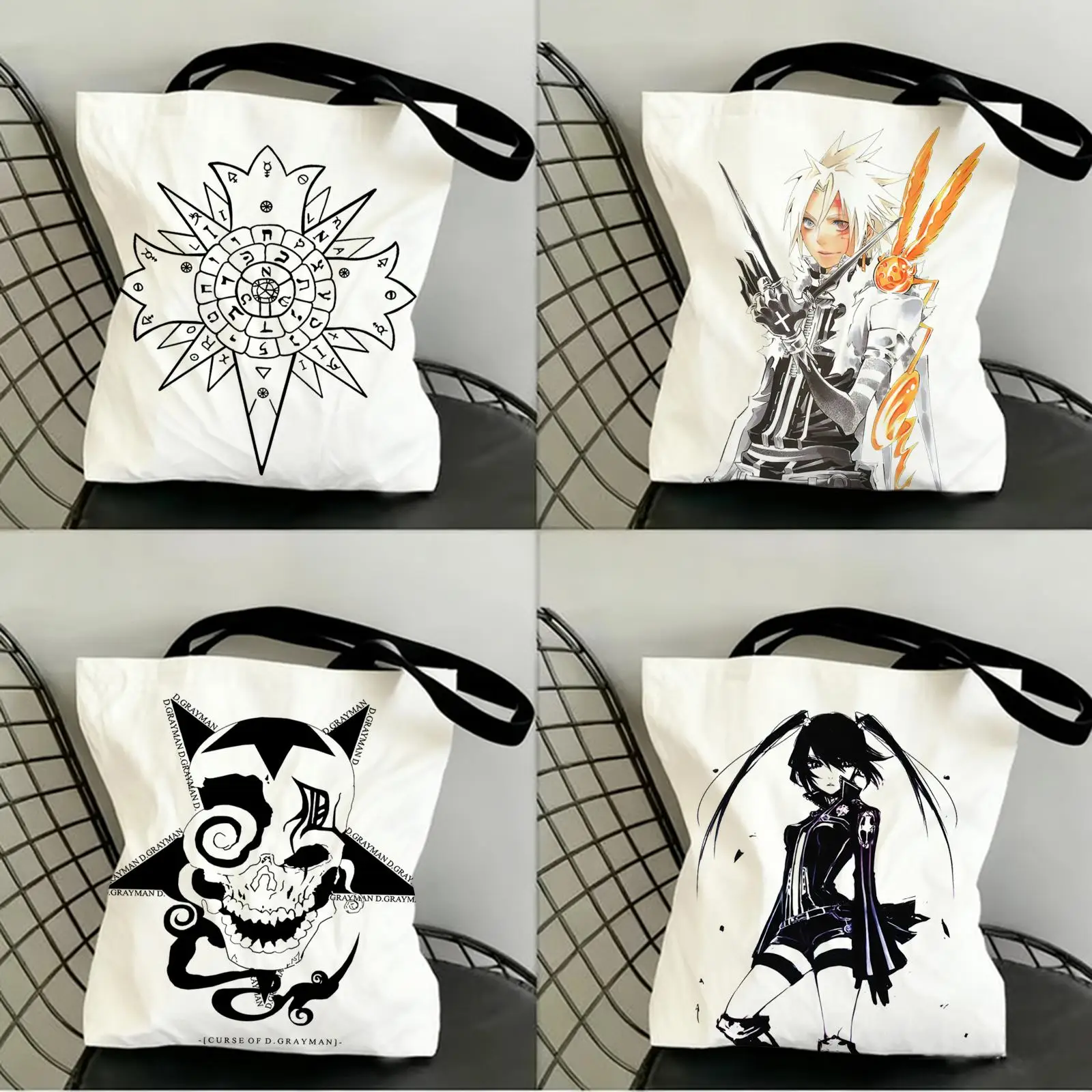 Bolsas de almacenamiento de Anime D-D.Gray Man, bolso de lona con estampado de doble cara, bolso ligero de hombro para viaje y playa, regalo ecológico