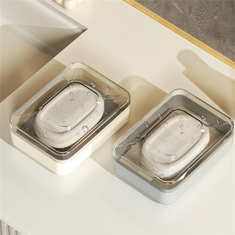 Bathroom Waterproof Soap Box Travel Portable Countertop Soap Box Creative Transparent Plastic Soap Storage Box With Lid Case