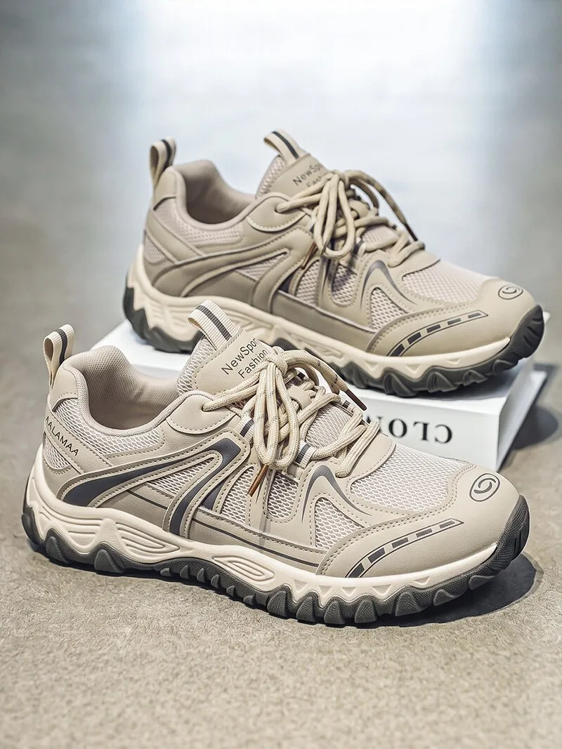 Men's Breathable Mesh Anti-slip Soft Bottom Sports Shoes Autumn New Style Casual Versatile Dad Shoes Glue Adhesive Shoe Making