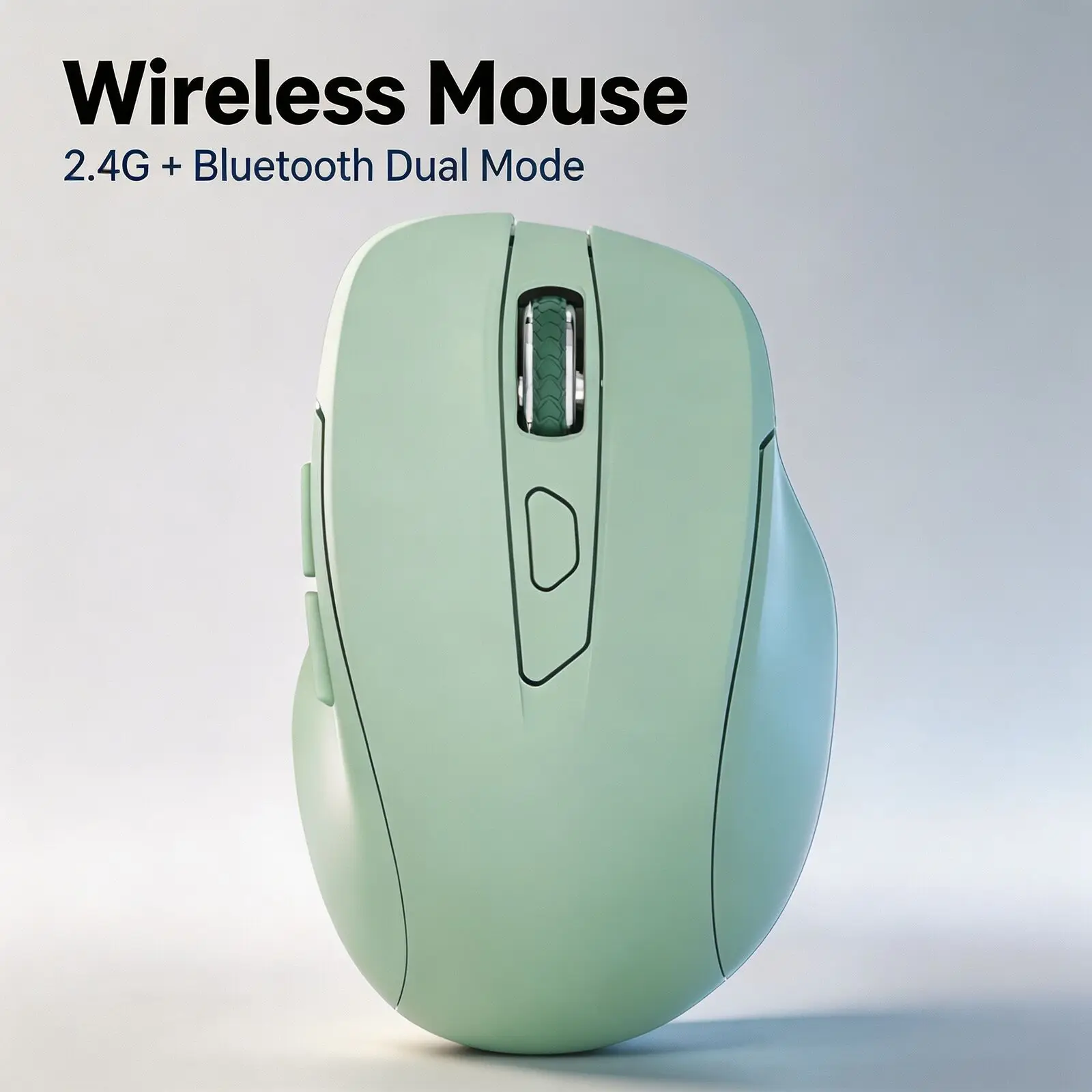 Ergonomic Wireless Mouse Bluetooth 2.4G Dual Mode Silent Click 3-Speed Adjustable DPI 300mAh Long Battery Life Rechargeable Mice