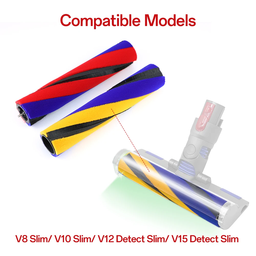 Soft Brush Roller Bar Replacement For Dyson V12/V15 Detect Slim V8 Slim V10 Slim Vacuum Cleaners Replacement Rolling Brush Parts