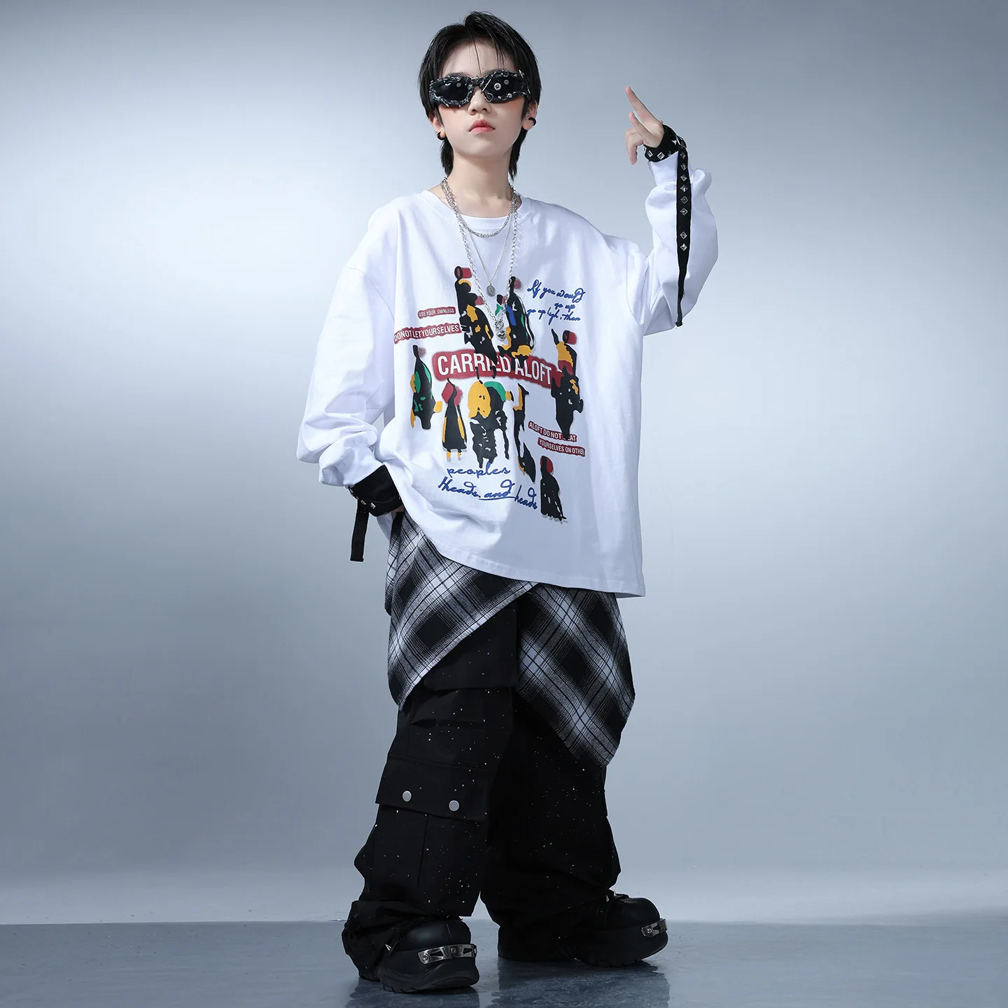 طفل الهيب هوب الملابس الأرجواني رمادي البلوز أسود فضي مبعثر عارضة المظلة البضائع السراويل لفتاة صبي ملابس رقص الملابس