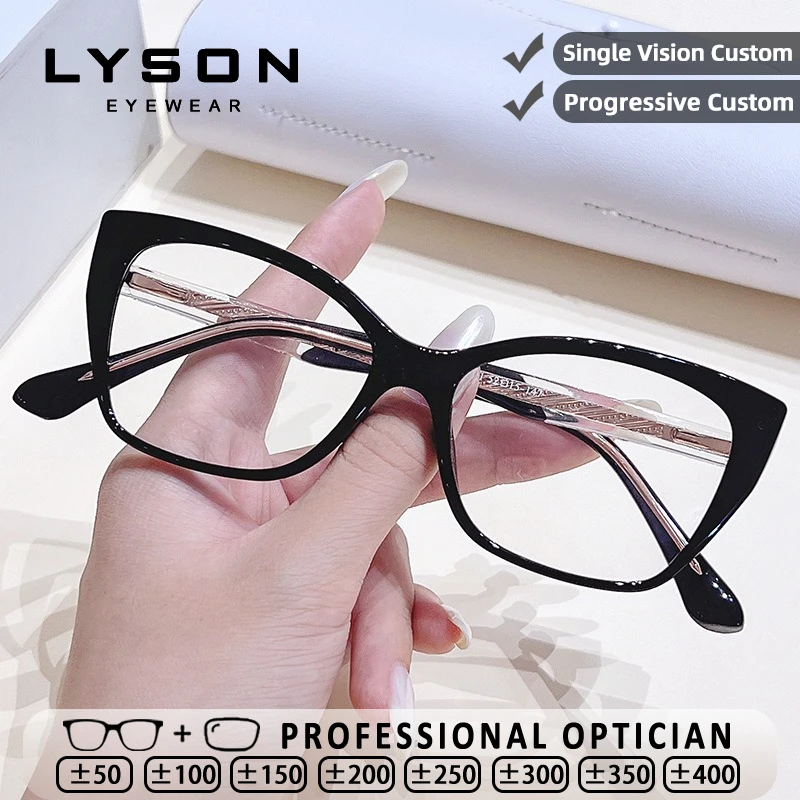 

LYSON New Fashion TR90 Butterfly Anti Blue Light Reading Glasses Women Anti-Reflective Optical Glasses Customized Myopia Glasses
