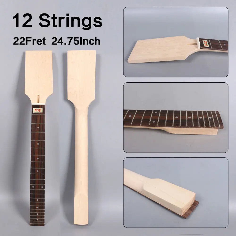 

Yinfente 22fret Wide Electric Guitar Neck12 String Maple Rosewood Fretboard Paddle Head