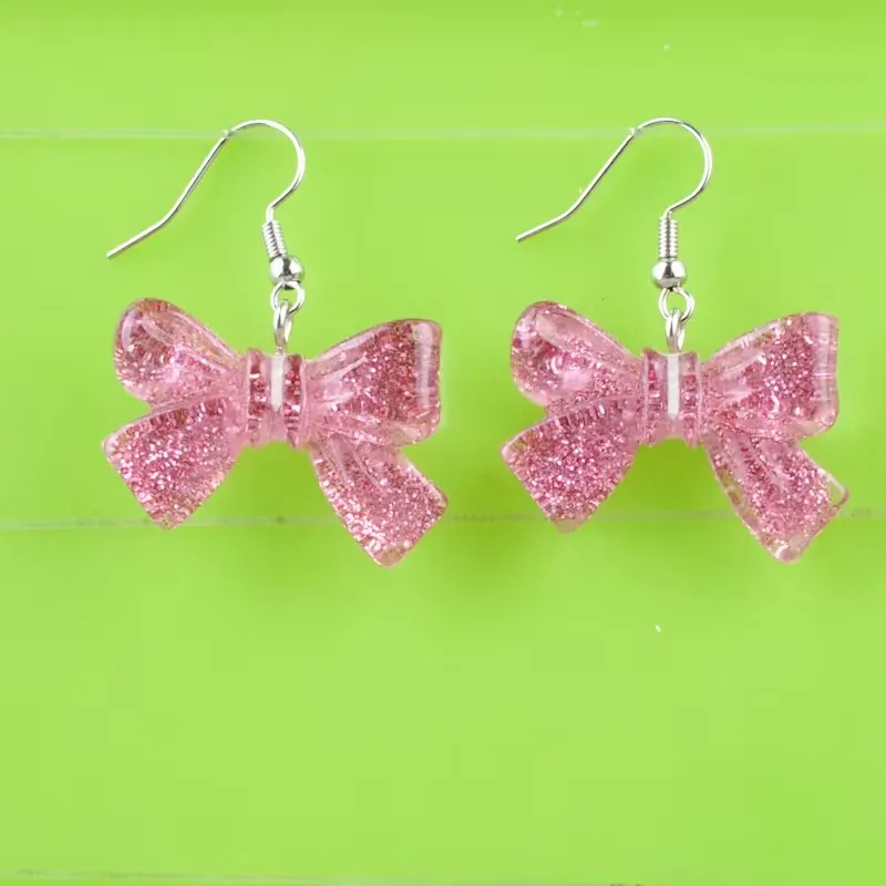 Diy Fashion Girl Resin Bow Earrings Cute Imitation Love Purple Specialty Transparent Bow Tie To Give Girlfriend Best Gifts