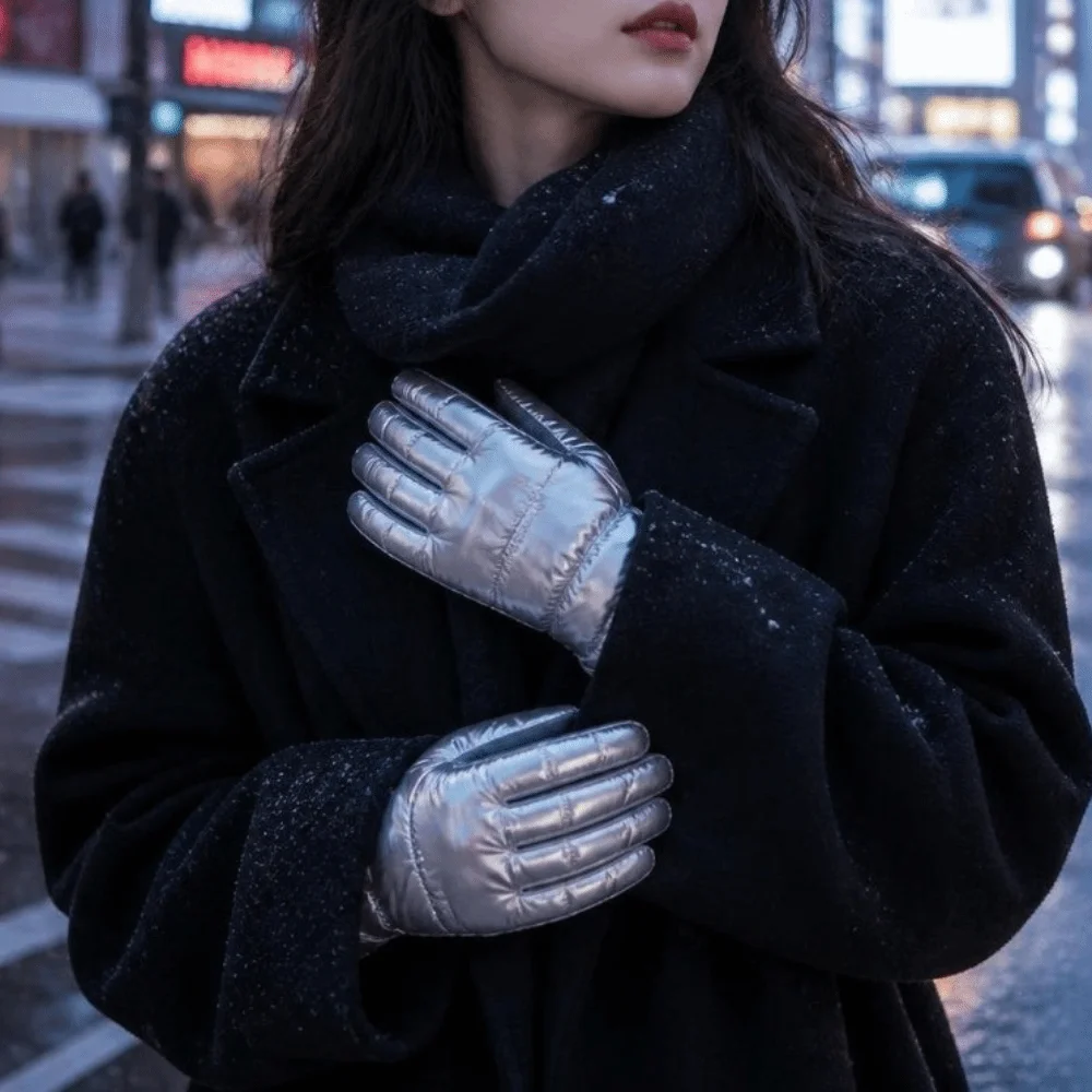 Fashion Waterproof Suede Down Cloth Driving Gloves Soft Thicken Winter Cycling Gloves Vintage Warm Touch Screen Gloves Skiing
