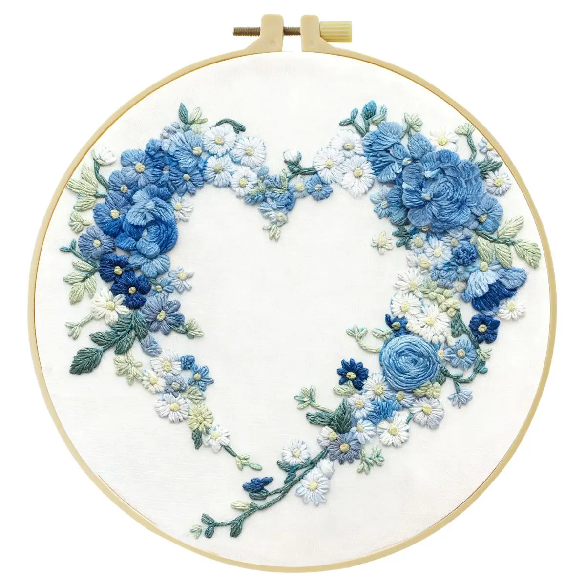 1 Stück 20X20CM/15X15CM 7,87/6,3 Zoll Blaue Girlande Stickerei Starter-Kit DIY-Kit DIY-Stickerei-Set für Anfänger – Detail 2