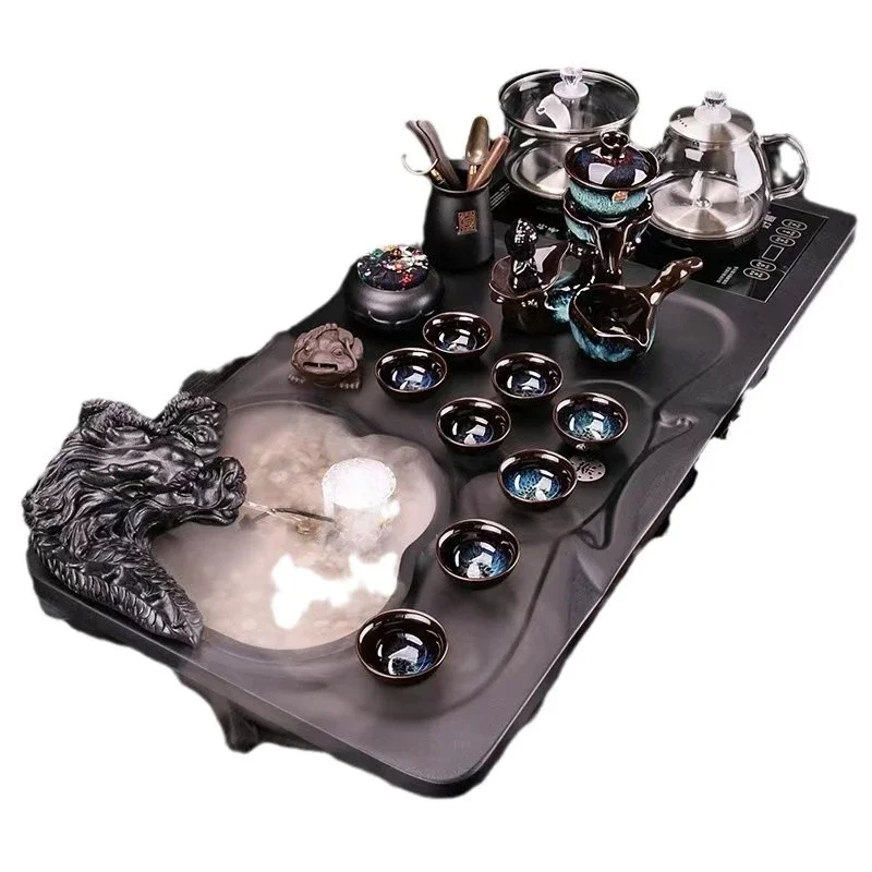 

Solid wood tea tray fully automatic integrated water atomized glass