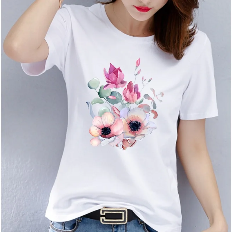 Modal Women Print Floral Sports Fashion Casual Explosive Short Sleeve T-shirt Graphic Tshirts  Women Clothes  Aesthetic Clothes