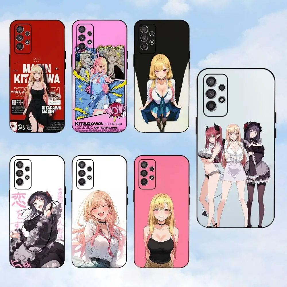 

K-Kitagawa M-Marin Cartoon Phone Case For Samsung S25,S24,S23,S22,S21,S20,S10,Ultra,Plus,Lite,FE,Soft Silicone Black Cover
