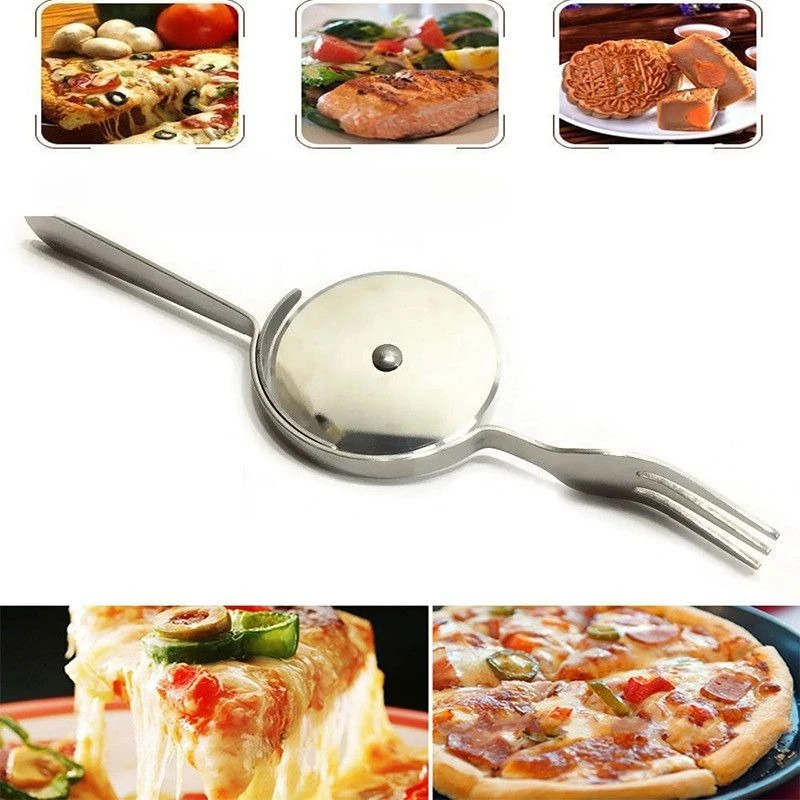 Portable Stainless Steel Knife and Fork Combo Set Multifunctional Pizza Cutters Dining Tools for Home Kitchen Outdoor Camp