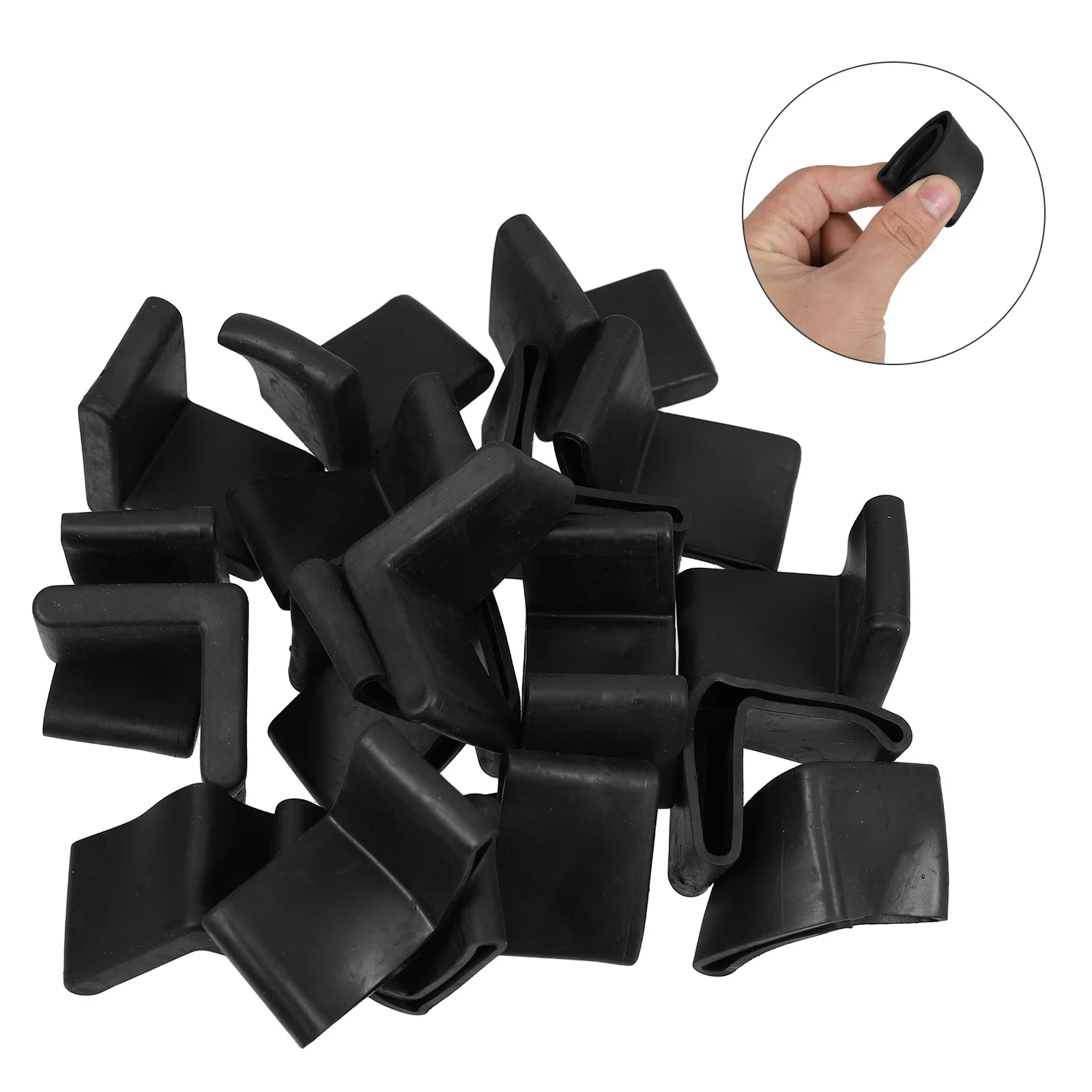 

20Pcs L Shaped PVC Angle Iron Caps Black Furniture Bed Frame Shelf Rack End Covers End Covers Floor Protector Iron Foot Pads