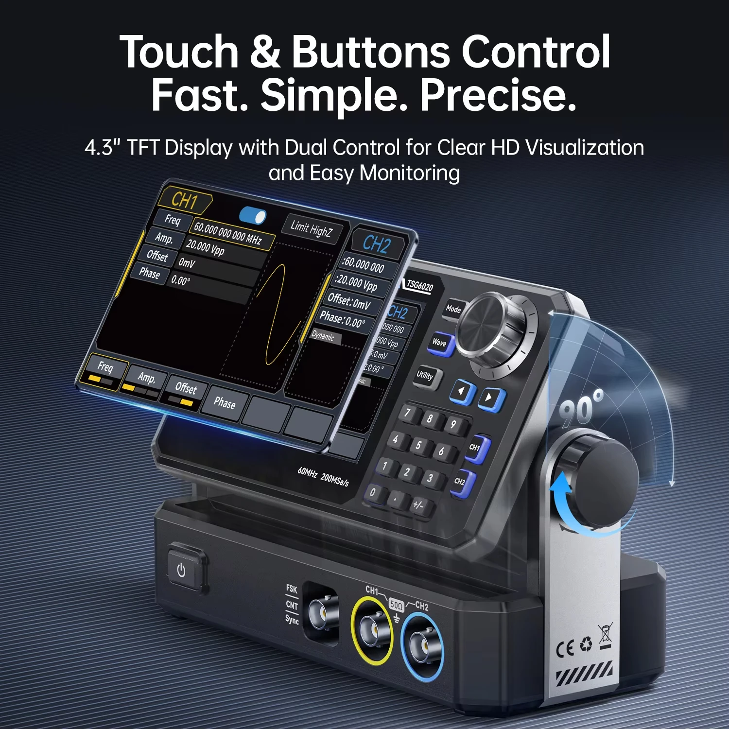 FNIRSI TSG6020 TSG3020 デュアルチャンネル機能信号発生器 60MHz 