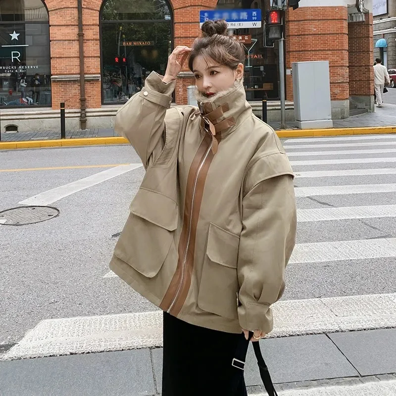 Black Parker Cotton Jacket For Women's Winter Coat  Plus Velvet Warm Overcoat New Female Loose Big FurCollar Outcoat Plus Size