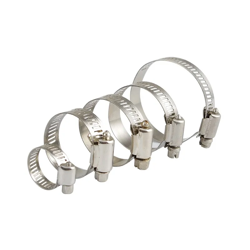10Pcs Adjustable Screw Worm Gear Drive Fixed Wire Hose Clamp 201 Stainless Steel Hose Hoop Pipe Clamp Band Clip 8-197mm