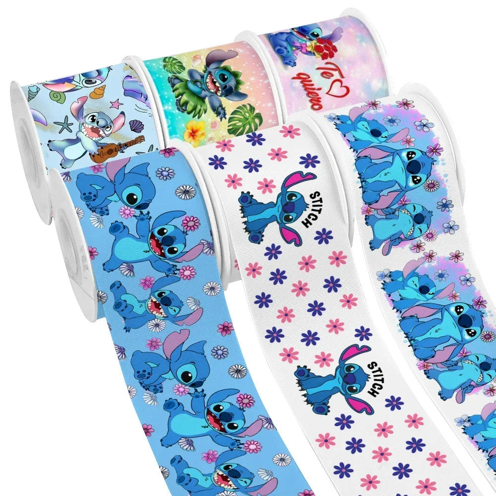 

10 Yards Lovely Disney Stitch Printed Ribbon Movie Grosgrain Satin Ribbon For DIY Craft Supplies Cartoon Ribbons