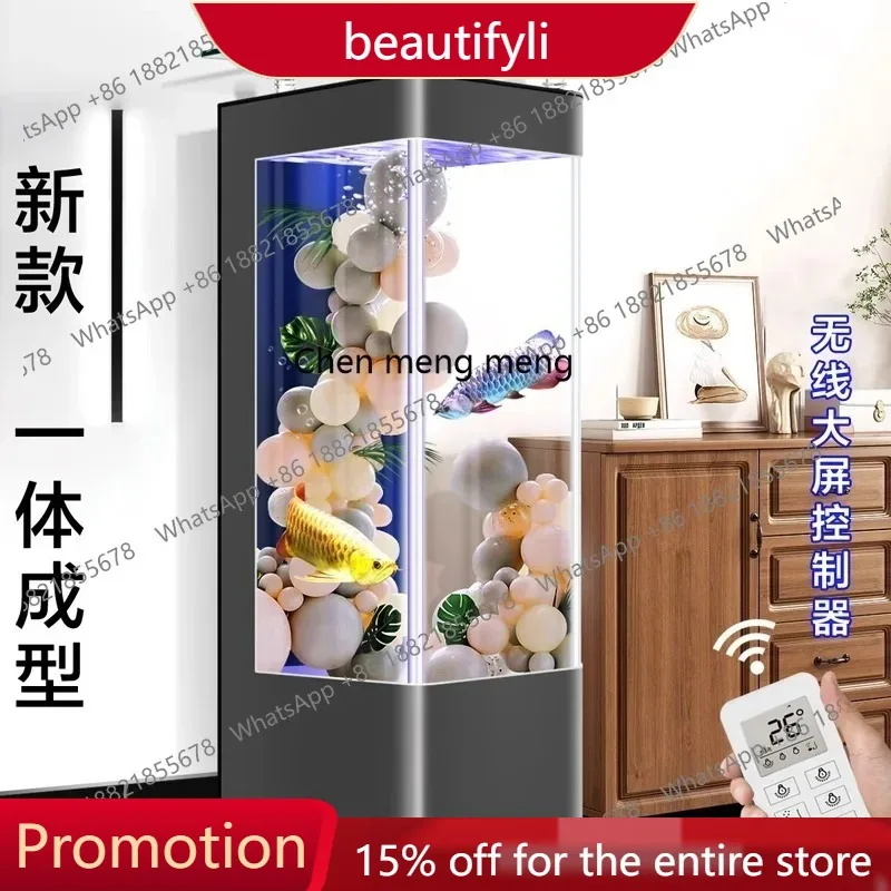 

A57 Бытовой светильник, роскошный аквариум, гостиная, небольшой встроенный безводный задний фильтр от пола до потолка, вертикальная золотая рыбка ta