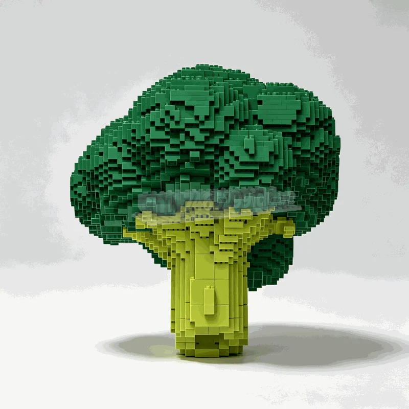 4532PCS Broccoli Life-Sized Sculpture Series MOC Model Custom Puzzle DIY Creative Assembly Educational Gifts Collection Display