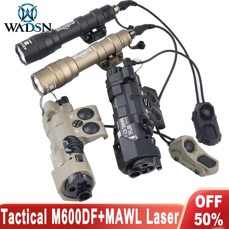 

WADSN Airsoft MAWL Red Green Blue Dot Aimming IR Fill Light Tactical Surefir M600DF Flashlight 1400lumens White Weapon Light